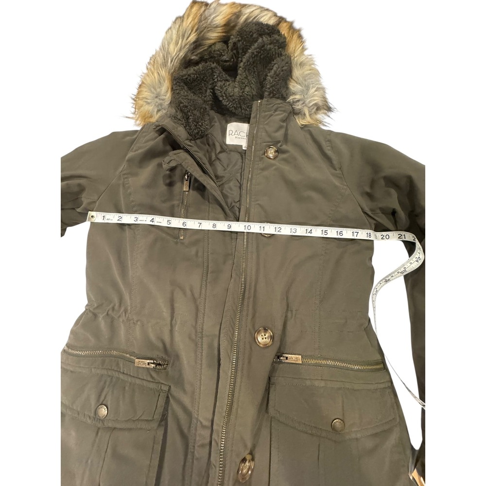 Rachel Rachel Roy Womens Olive Green Faux Fur Hooded Parka Jacket XS - Picture 4 of 13